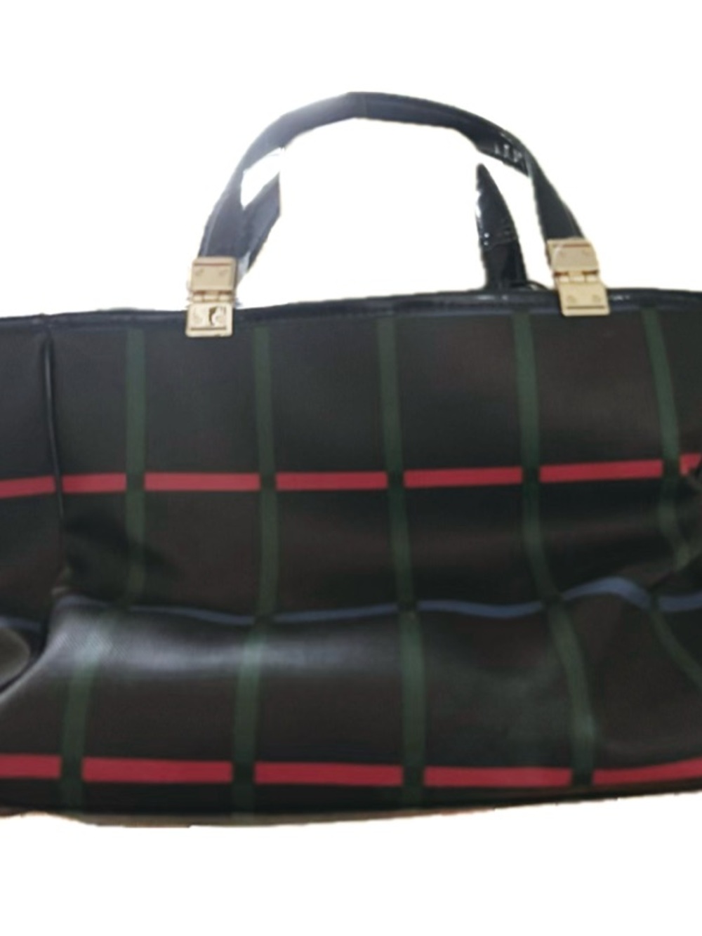 Tommy Hilfiger Black Laptop Bag with Red & Green Plaid